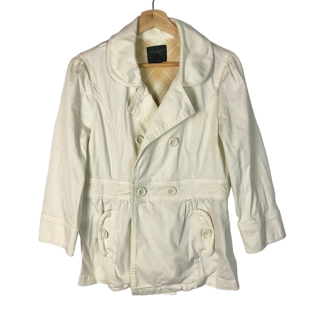 Sanctuary Cream Double-Breasted Trench Coat